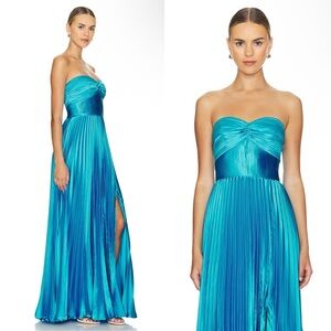 AMUR Stef Pleated Strapless Revolve Gown in Adonis Blue Size US 12 $658 MSRP